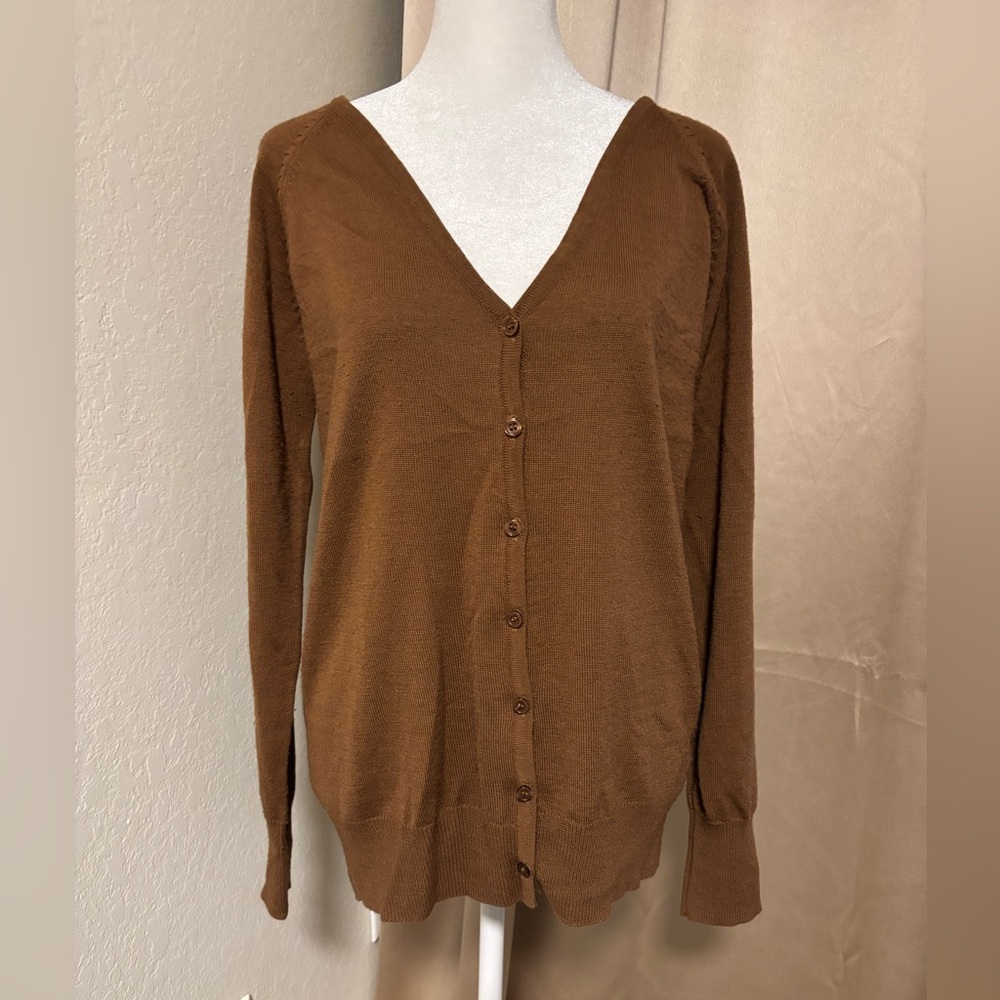 LA REDOUTE ESSENTIALS Wool Blend Basic V-neck Knit Cardigan, size 10-12